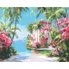 Peinture par numéros Maison de la côte paradisaique sur châssis 40x50 cm