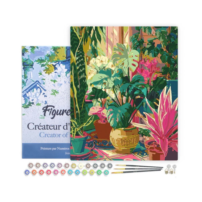 Peinture par numéros Jardin tropical intérieur sur châssis 40x50 cm