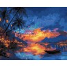Peinture par numéros Coucher de soleil sur plage et lanterne sur châssis 40x50cm