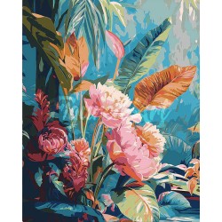 Peinture par numéros Fleurs de la jungle sur châssis 40x50cm