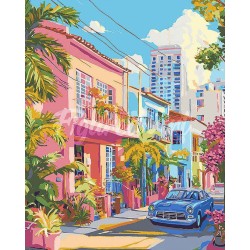 Peinture par numéros Rue Colorée sur châssis 40x50cm