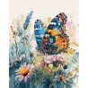 Peinture par numéros Papillon et Fleurs sur châssis 40x50cm