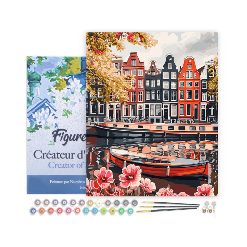 Peinture par numéros Vue du Canal à Amsterdam sur châssis 40x50cm
