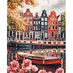 Peinture par numéros Vue du Canal à Amsterdam sur châssis 40x50cm