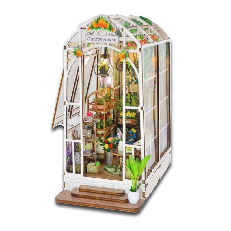 Kit maquette Book Nook en bois - Serre et fleurs