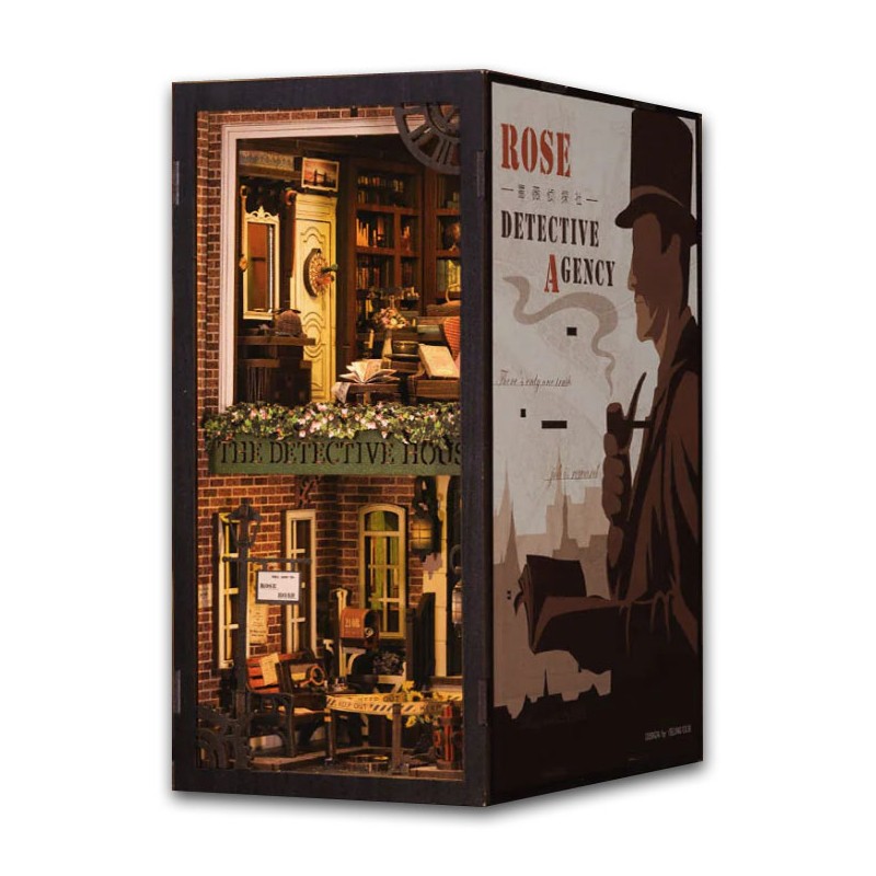 Kit maquette Book Nook en bois - Agence de détectives Rose