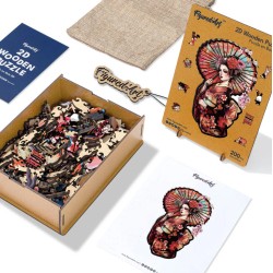 Puzzle en bois 2D x200pcs - Geisha et Ombrelle