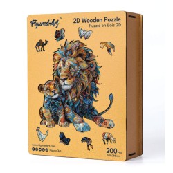 Puzzle en bois 2D x200pcs - Lion et lionceau