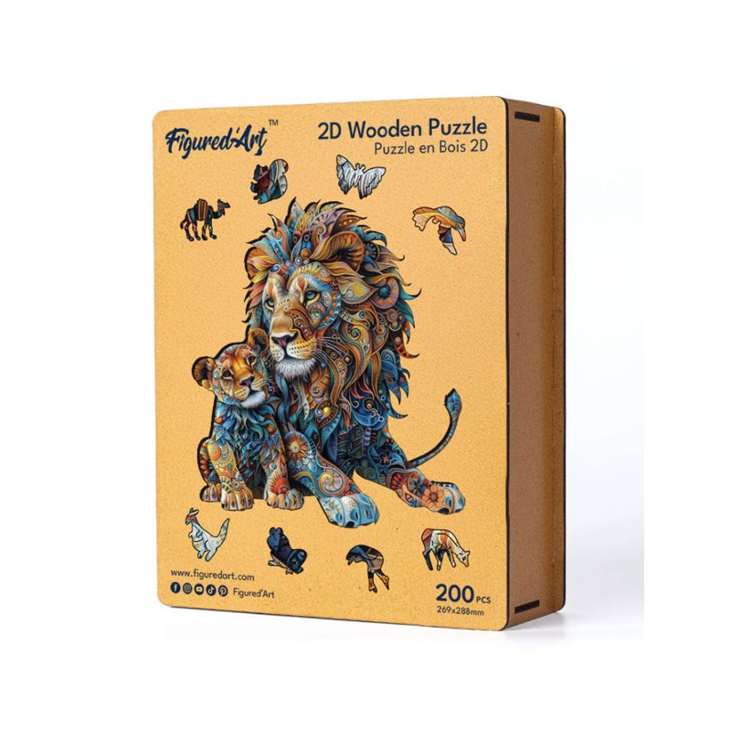 Puzzle en bois 2D x200pcs - Lion et lionceau