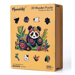 Puzzle en bois 2D x200pcs - Panda floral