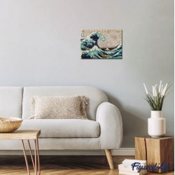 Puzzle en bois 2D x200pcs - La Grande Vague de Kanagawa par Hokusai