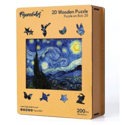 Puzzle en bois 2D x200pcs - La Nuit étoilée de Van Gogh