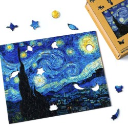 Puzzle en bois 2D x200pcs - La Nuit étoilée de Van Gogh