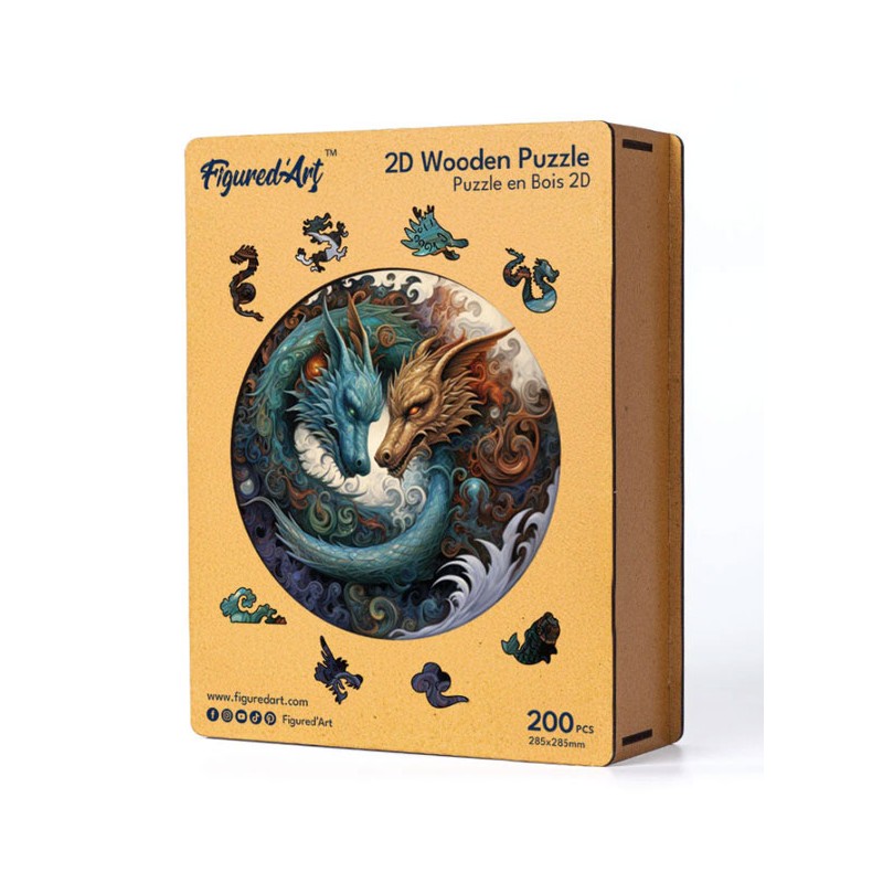 Puzzle en bois 2D x200pcs - Duo de dragons