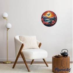 Puzzle en bois 2D x200pcs - Scène de Montagne au coucher du soleil