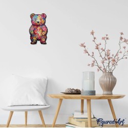 Puzzle en bois 2D x200pcs - Ours en peluche floral