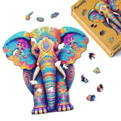 Puzzle en bois 2D x200pcs - Elephant majestueux