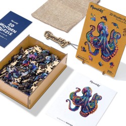 Puzzle en bois 2D x200pcs - Poulpe coloré