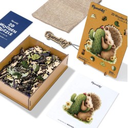 Puzzle en bois 2D x200pcs - Hérisson et cactus