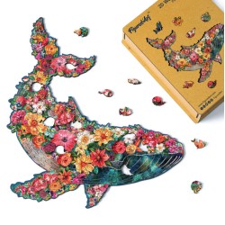 Puzzle en bois 2D x200pcs - Baleine florale