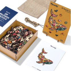 Puzzle en bois 2D x200pcs - Baleine florale