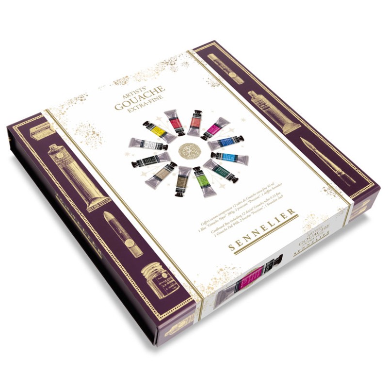 Coffret carton 12 tubes de gouache extra-fine Sennelier