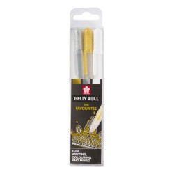 Etui Mix de 3 stylos à encre gel Gelly Roll Or, Argent et Blanc