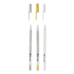 Etui Mix de 3 stylos à encre gel Gelly Roll Or, Argent et Blanc