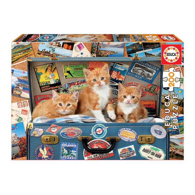 Puzzle Junior 200 pièces - Petits chats voyageurs