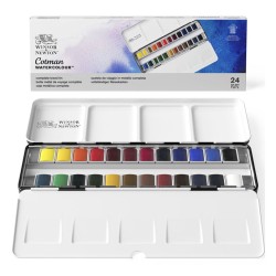 Boîte métal Sketchers aquarelle Cotman x24 1/2 godets Winsor et Newton