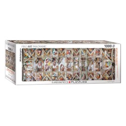 Puzzle 1000 pièces - Panoramique La chapelle Sixtine, plafond, de Michelangelo