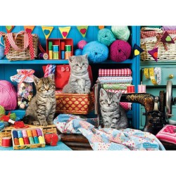 Puzzle 1000 pièces - Chatons dans la salle de couture