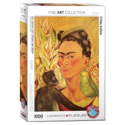 Puzzle 1000 pièces - Autoportait avec singe et perroquet, de Frida Kahlo
