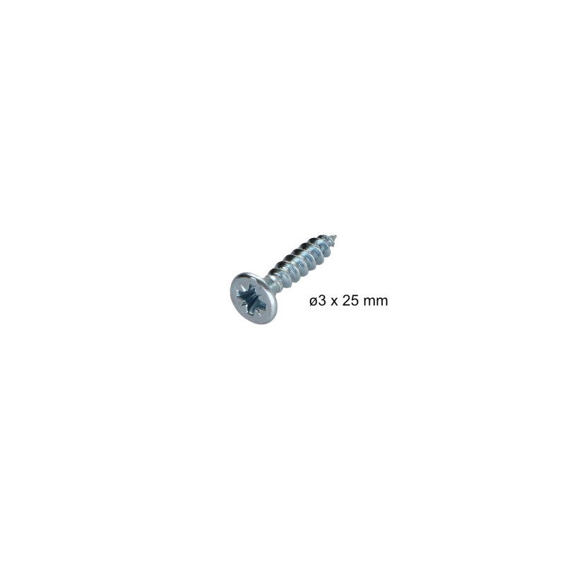 Vis bois ø 3x25 mm à tête fraisée + ailette de coupe, sachet de 50 pcs