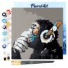 Peinture par numéros Singe casque audio sur châssis 20x20 cm