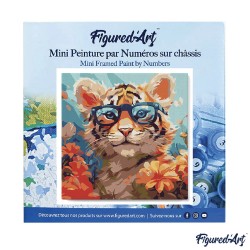 Peinture par numéros Bébé Tigre fantaisie et fleurs sur châssis 20x20 cm