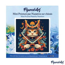 Peinture par numéros Chat Samouraï sur châssis 20x20 cm