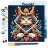 Peinture par numéros Chat Samouraï sur châssis 20x20 cm