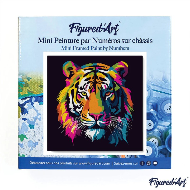 Peinture par numéros Tigre Abstrait Pop Art sur châssis 20x20 cm