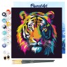 Peinture par numéros Tigre Abstrait Pop Art sur châssis 20x20 cm