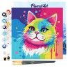 Peinture par numéros Chat Abstrait Pop Art sur châssis 20x20 cm