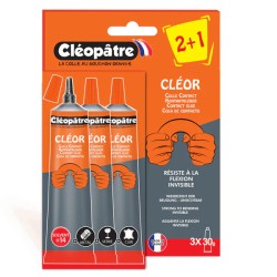 Lot de 3 tubes de colle contact multi-matériaux Cléor 30 g