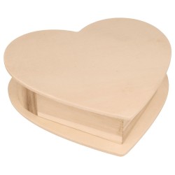 Boîte coeur en bois 19x19x5 cm