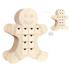 Calendrier de l'Avent en bois Bonhomme pain d'épice - Noël à croquer