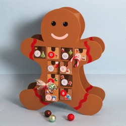 Calendrier de l'Avent en bois Bonhomme pain d'épice - Noël à croquer