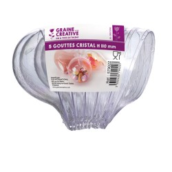 Lot de 5 gouttes en plastique cristal 11cm