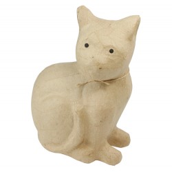Chat assis en papier maché - 21x11x25cm