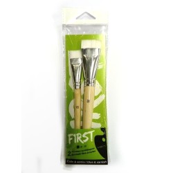 Set de 2 pinceaux plats pour vernis et colle First 