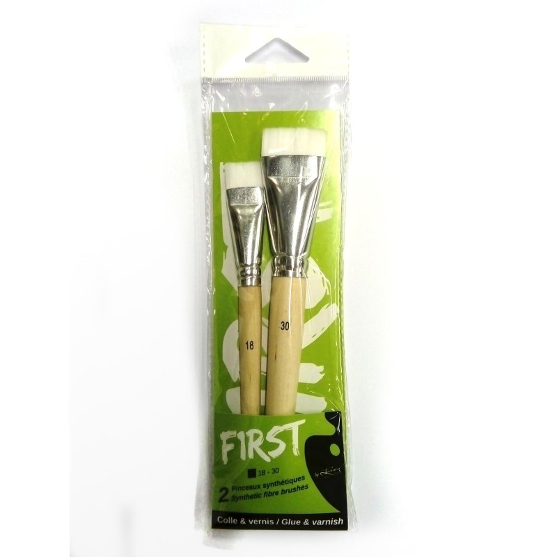 Set de 2 pinceaux plats pour vernis et colle First 