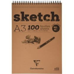 Bloc esquisse Sketch Clairefontaine 90g/m², 100 fls spiralées
